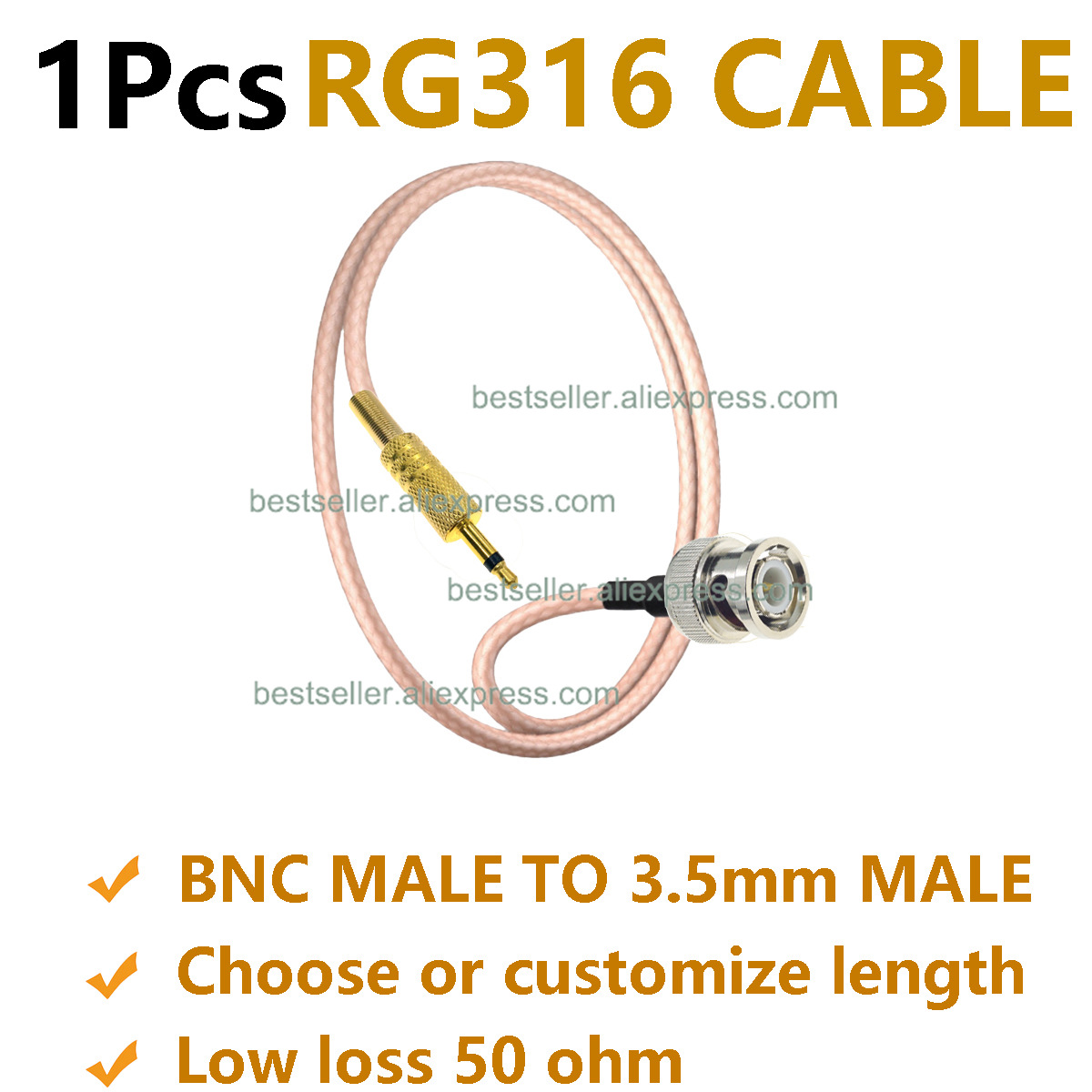 Audio Jumper Wire - 1 stks RG316 BNC Male naar
